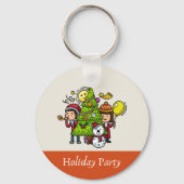 かわいい手よくはしゃぐ引きホリデーパーティークリスマス キーホルダー (正面)