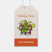 かわいい手よくはしゃぐ引きホリデーパーティークリスマス ギフトタグ (正面)