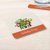 かわいい手よくはしゃぐ引きホリデーパーティークリスマス スクエアペーパーコースター (アングル)