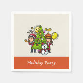 かわいい手よくはしゃぐ引きホリデーパーティークリスマス スタンダードカクテルナプキン (正面)