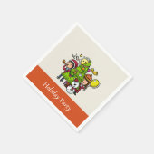 かわいい手よくはしゃぐ引きホリデーパーティークリスマス スタンダードカクテルナプキン (角)