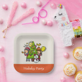 かわいい手よくはしゃぐ引きホリデーパーティークリスマス ペーパープレート (パーティー)