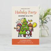 かわいい手よくはしゃぐ引きホリデーパーティークリスマス 招待状 (スタンド正面)