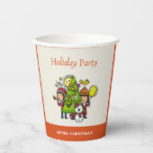 かわいい手よくはしゃぐ引きホリデーパーティークリスマス 紙コップ (正面)