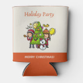 かわいい手よくはしゃぐ引きホリデーパーティークリスマス 缶クーラー (正面)