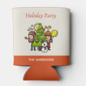 かわいい手よくはしゃぐ引きホリデーパーティークリスマス 缶クーラー (裏面)