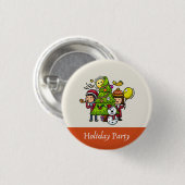 かわいい手よくはしゃぐ引きホリデーパーティークリスマス 缶バッジ (正面&裏面)