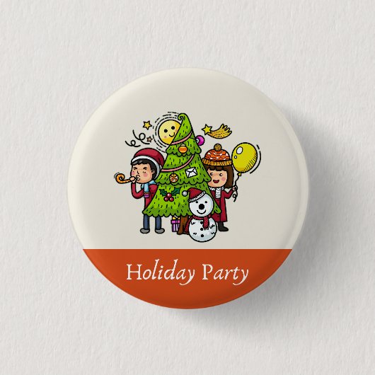 かわいい手よくはしゃぐ引きホリデーパーティークリスマス 缶バッジ (正面)