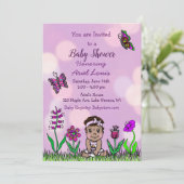 かわいい手を描いたエスニック赤ちゃん女の子ベイビーシャワー 招待状 (スタンド正面)