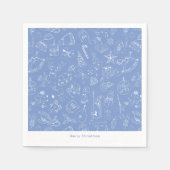 かわいい手を描いたホリデードードルパターン スタンダードカクテルナプキン (正面)