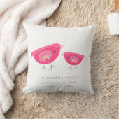 かわいい手を描いたレインボーピンクバーディベビー誕生Stat クッション (ブランケット)