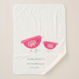 かわいい手を描いたレインボーピンクバーディベビー誕生Stat シェルパブランケット