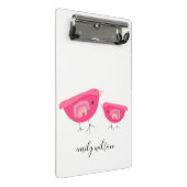 かわいい手を描いたレインボーピンクバーディマザーベビー ミニクリップボード (アングル)