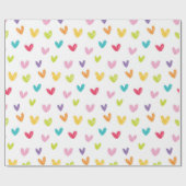 かわいい手カラフル描きバレンタインハートパターン ラッピングペーパー (フラット)