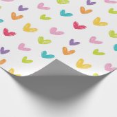 かわいい手カラフル描きバレンタインハートパターン ラッピングペーパー (角)