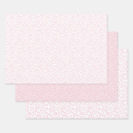 かわいい手ガーリー描きハートパターンベビーピンク ラッピングペーパーシート