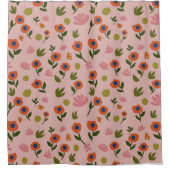 かわいい手スケッチ花柄 シャワーカーテン (正面)