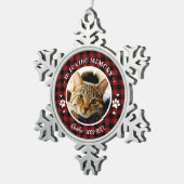 かわいい手作りの猫ペット追悼カスタム写真 スノーフレークピューターオーナメント (右)