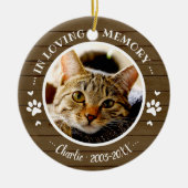 かわいい手作りの猫ペット追悼カスタム写真 セラミックオーナメント (正面)