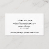 かわいい手作りドッグトリートビジネスカード 名刺 (裏面)