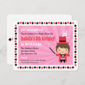 かわいい手品師の女の子は魔法のパーティの招待状をからかいます 招待状 (正面/裏面)