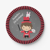 かわいい手品師の女の子は魔法の誕生会をからかいます ペーパープレート (正面)