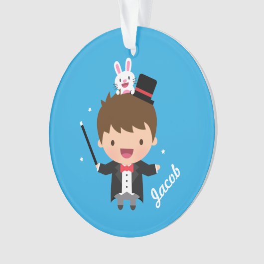 かわいい手品師の子供へ魔法のバニーのトリック オーナメント (正面)