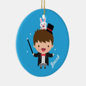 かわいい手品師の子供へ魔法のバニーのトリック セラミックオーナメント (右)