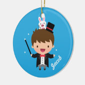 かわいい手品師の子供へ魔法のバニーのトリック セラミックオーナメント (左)
