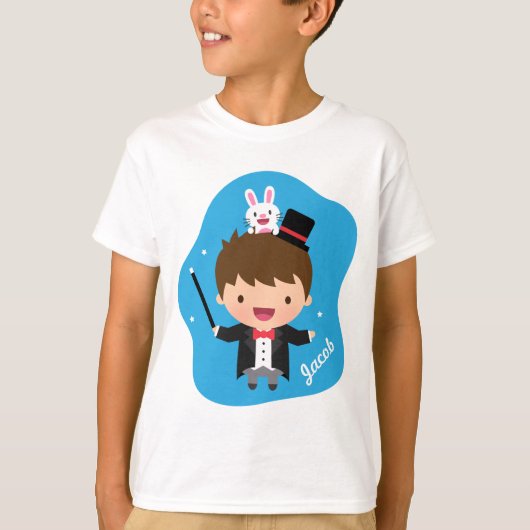 かわいい手品師の子供へ魔法のバニーのトリック Tシャツ (正面)