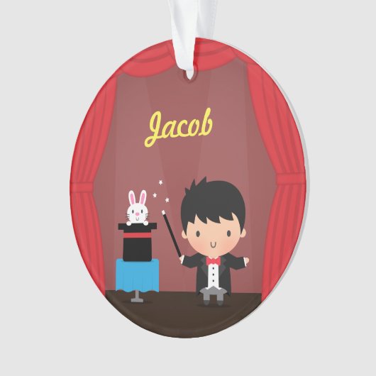 かわいい手品師の魔法のバニーのトリックは部屋の装飾をからかいます オーナメント (正面)