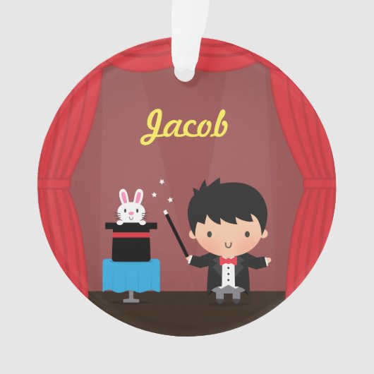 かわいい手品師の魔法のバニーのトリックは部屋の装飾をからかいます オーナメント (正面)