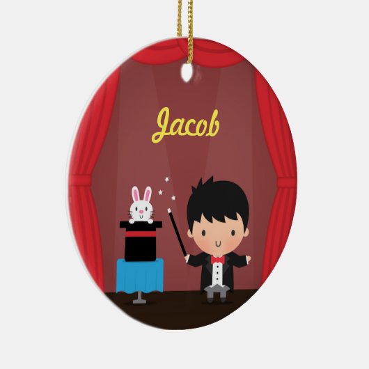 かわいい手品師の魔法のバニーのトリックは部屋の装飾をからかいます セラミックオーナメント (右)