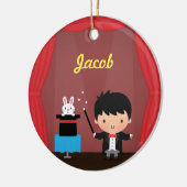 かわいい手品師の魔法のバニーのトリックは部屋の装飾をからかいます セラミックオーナメント (左)