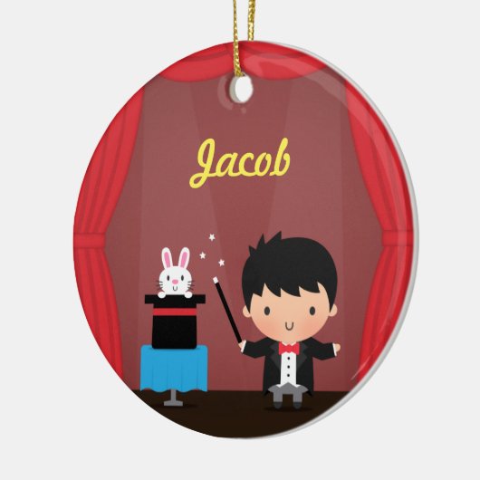 かわいい手品師の魔法のバニーのトリックは部屋の装飾をからかいます セラミックオーナメント (左)