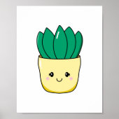 かわいい手描きかわいい鉢植え多肉植物 ポスター (正面)