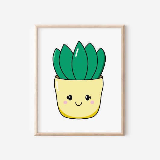 かわいい手描きかわいい鉢植え多肉植物 ポスター