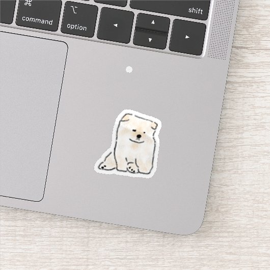 かわいい手描きのふわふわ犬のウインクイラスト シール (詳細)