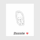 かわいい手描きのふわふわ白い犬が横たわっている シール (シート)