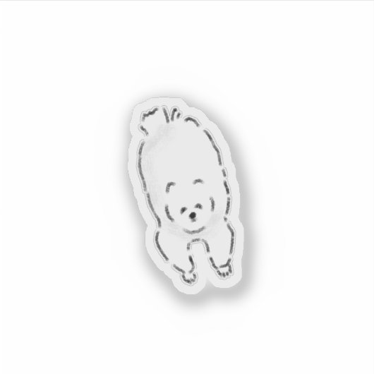 かわいい手描きのふわふわ白い犬が横たわっている シール (正面)