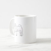 かわいい手描きのふわふわ白い犬のイラスト コーヒーマグカップ (正面左)