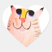 かわいい手描きのオレンジタビー猫 ハートシール (正面)