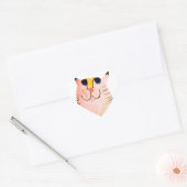 かわいい手描きのオレンジタビー猫 ハートシール (封筒)