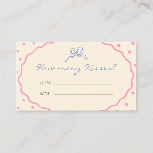 かわいい手描きのカラフルなキスはいくつ? エンクロージャーカード (正面)