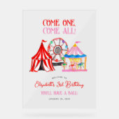 かわいい手描きのカーニバルサーカスお誕生日おめでとう アクリルサイン (正面)