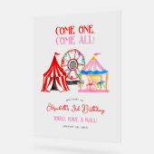 かわいい手描きのカーニバルサーカスお誕生日おめでとう アクリルサイン (傾斜)