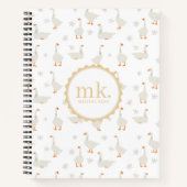 かわいい手描きのガチョウとデイジー 赤ちゃんの記念品 ノートブック (正面)