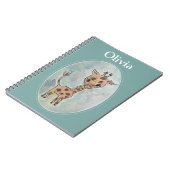 かわいい手描きのキリン 名前入り ノートブック ノートブック (左側)