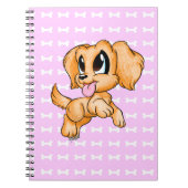 かわいい手描きのゴールデン・リトリーバー犬のピンクのノート ノートブック (正面)