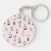 かわいい手描きのサボテンパターン キーホルダー (裏面)